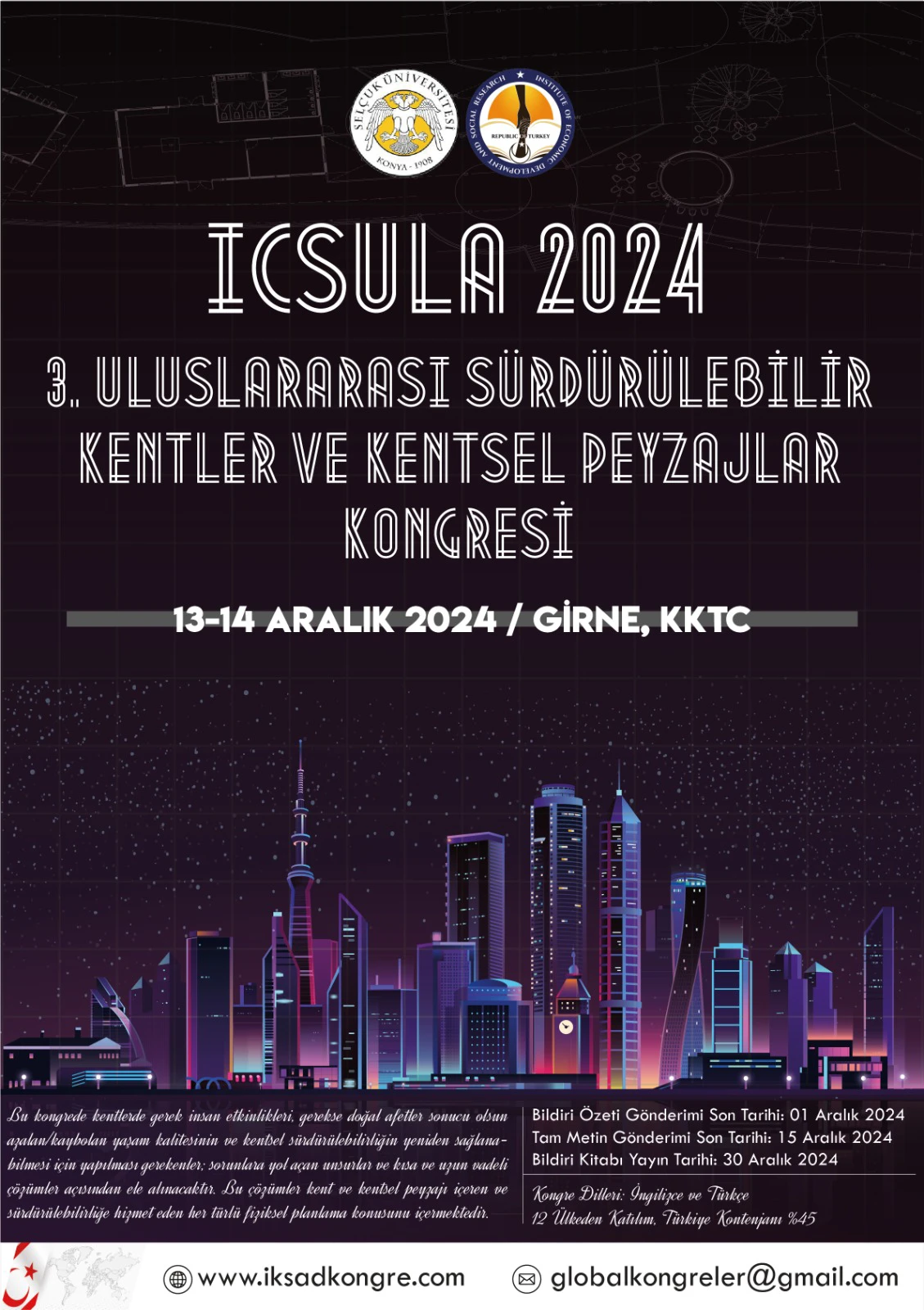  ICSULA 2024 - Uluslararası Sürdürülebilir Kentler ve Kentsel Peyzajlar Kongresi